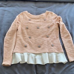 Madison Jules Jeweled Light Sweater blouse in Muted Pink Size Small